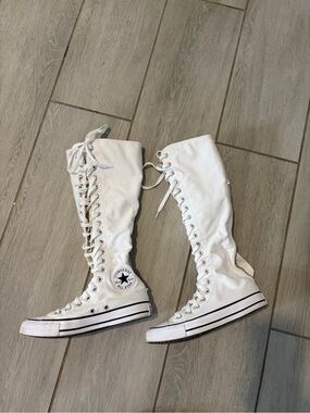 Converse White Over-the-Knee Lace-Up Canvas Boots